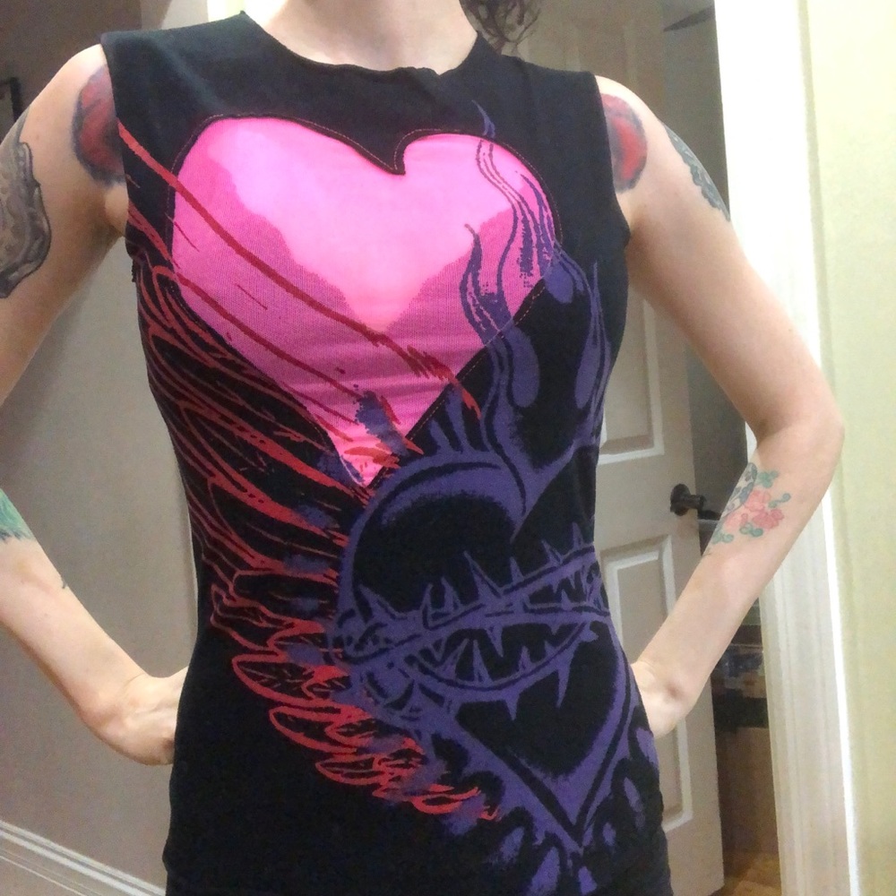 Glamhead - S - Punk Goth Metal Biker mesh tank top